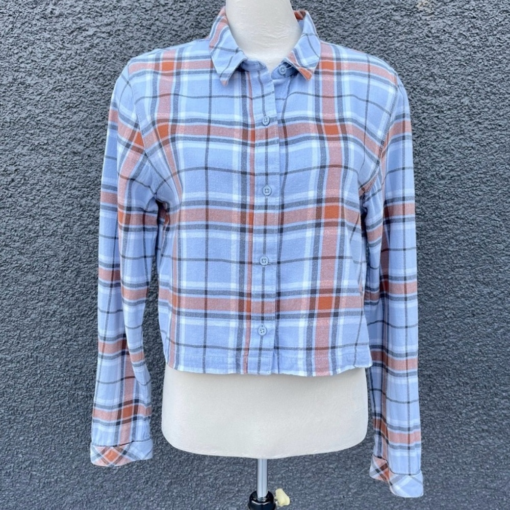 Vans Plaid Flannel Cropped Length Button Up Shirt
